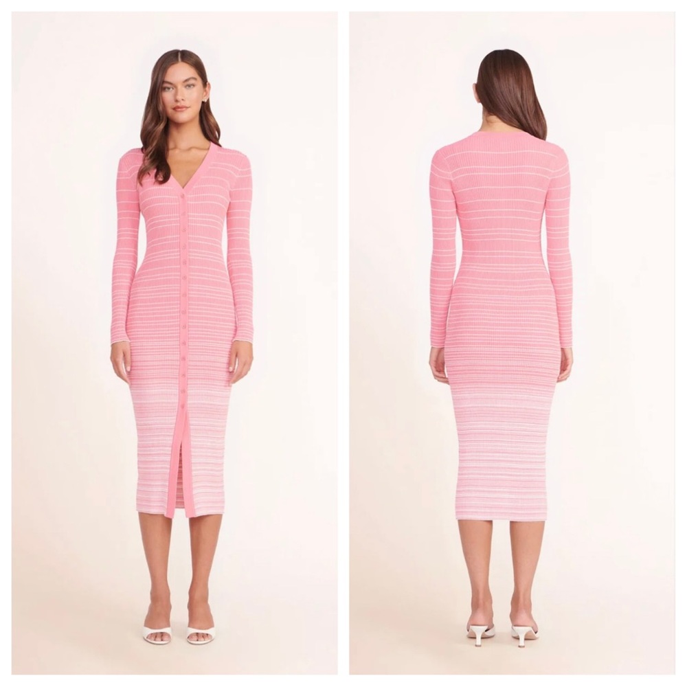 STAUD Pink Striped Dress